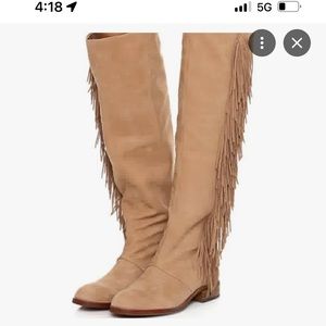 Sam Edelman suede boots with fringe worn once too small for me